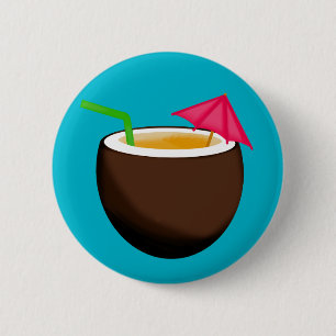 Badge Rond 5 Cm Boisson de noix de coco tropicale