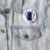 Badge Rond 5 Cm Boîte bleue - insigne de bouton avec la conception (En situation)