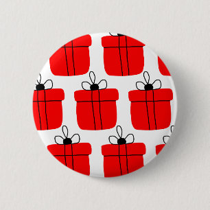 Badge Rond 5 Cm boîte cadeau noir rouge design boîte à café de noë