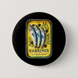 Badge Rond 5 Cm Boîte de sardines jaunes d'été européennes rétro