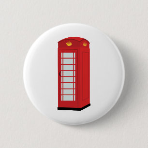 Badge Rond 5 Cm Boîte téléphonique rouge