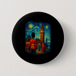 Badge Rond 5 Cm Boîte téléphonique rouge de Londres sous la nuit é