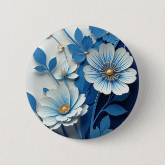Badge Rond 5 Cm Boîtier téléphonique en porcelaine bleue et blanch