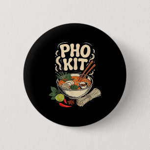 Badge Rond 5 Cm Bol de soupe de nouilles vietnamiennes Pho Kit Her