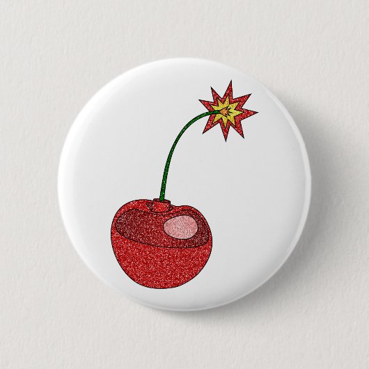 Badge Rond 5 Cm Bombe cerise parties scintillant (Devant)