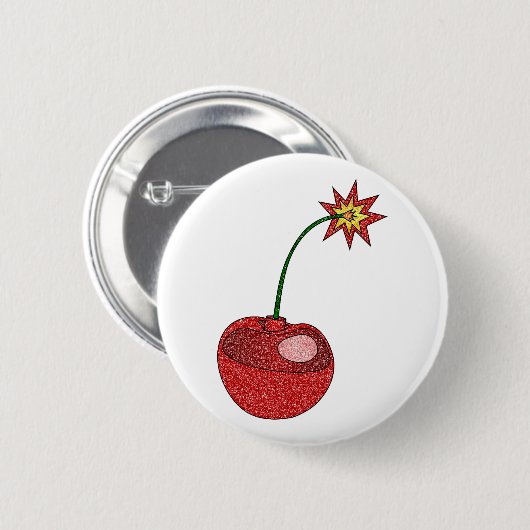 Badge Rond 5 Cm Bombe cerise parties scintillant (Devant & derrière)