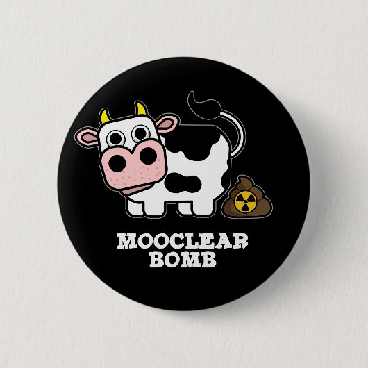 Badge Rond 5 Cm Bombe Moocleaire Funny Cow Pun Dark BG (Devant)