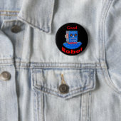 Badge Rond 5 Cm Bon bleu de robot (En situation)