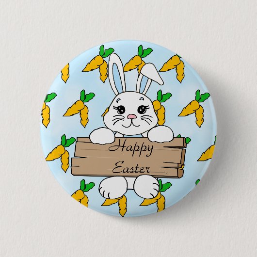 Badge Rond 5 Cm Bon Pâques, Bouton lapin de Pâques (Devant)
