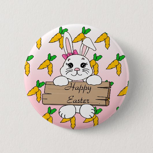 Badge Rond 5 Cm Bon Pâques, Bouton lapin de Pâques (Devant)