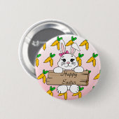 Badge Rond 5 Cm Bon Pâques, Bouton lapin de Pâques (Devant & derrière)