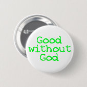 Badge Rond 5 Cm Bon sans Dieu vert clair (Devant & derrière)