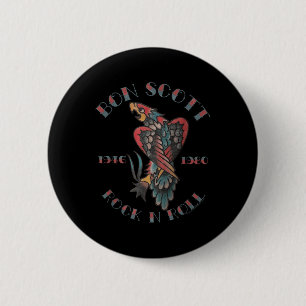 Badge Rond 5 Cm Bon Scott Rock N Roll Tattoo 1946-1980