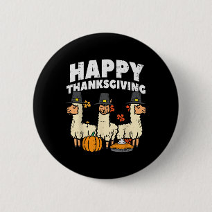 Badge Rond 5 Cm Bon thanksgiving 3 Llama Automne Automne Alpaca Ho