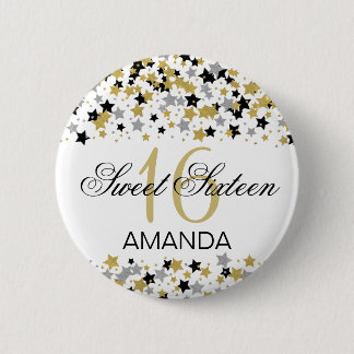 Badge Rond 5 Cm Bonbon 16 confettis d'étoile de parties