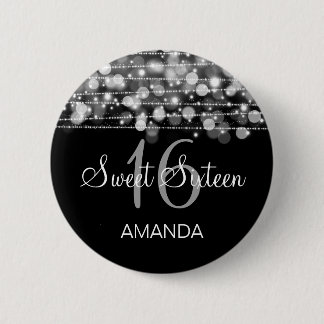 Badge Rond 5 Cm Bonbon élégant argent de 16 étincelles de fête
