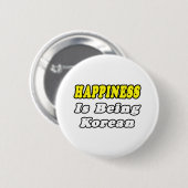 Badge Rond 5 Cm Bonheur...Coréen (Devant & derrière)
