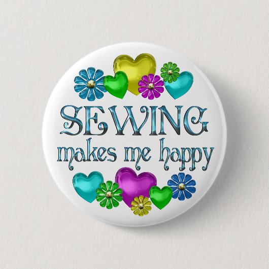 Badge Rond 5 Cm Bonheur de couture (Devant)