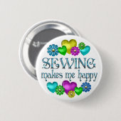 Badge Rond 5 Cm Bonheur de couture (Devant & derrière)