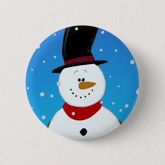 Badge Rond 5 Cm Bonhomme de neige - bleu (Devant)