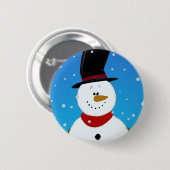 Badge Rond 5 Cm Bonhomme de neige - bleu (Devant & derrière)