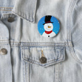Badge Rond 5 Cm Bonhomme de neige - bleu (En situation)