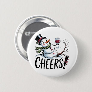 Badge Rond 5 Cm Bonhomme de neige de cuisine de Noël Cheers Cuisin