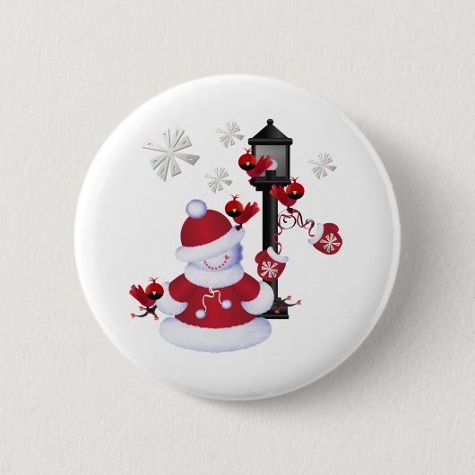 Badge Rond 5 Cm Bonhomme de neige de Noël (Devant)