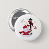 Badge Rond 5 Cm Bonhomme de neige de Noël (Devant & derrière)