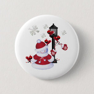 Badge Rond 5 Cm Bonhomme de neige de Noël