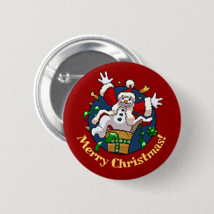 Badge Rond 5 Cm Bonhomme de neige drôle Joyeux Noël Surprise Dessi
