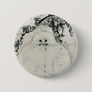 Badge Rond 5 Cm Bonhomme de neige sous un pin par Taki, Katei
