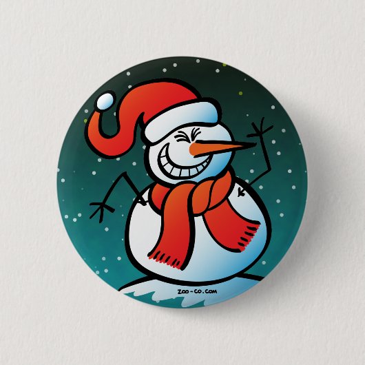 Badge Rond 5 Cm Bonhomme de neige vilain (Devant)