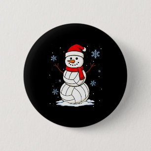 Badge Rond 5 Cm Bonhomme de neige volley-ball Joyeux Noël Drôle Sr