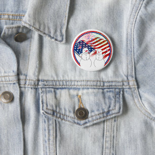 Badge Rond 5 Cm Bonhommes de neige célébrant l'indépendance