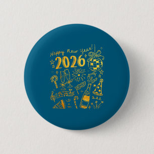 Badge Rond 5 Cm Bonjour 2026 Boule de Disco Coquette Arc Bonne Ann