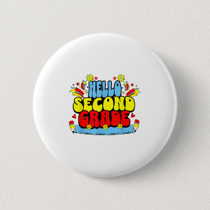Badge Rond 5 Cm Bonjour 2e année 1er jour de l'année scolaire Élém