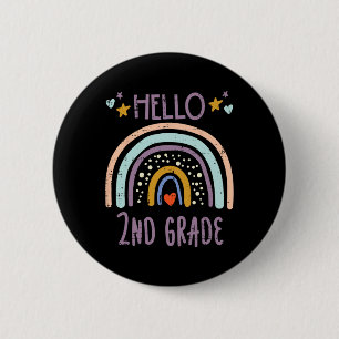 Badge Rond 5 Cm Bonjour 2e Année Deuxième Premier Jour De Filles D