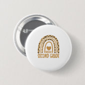 Badge Rond 5 Cm Bonjour 2e année Leopard Rainbow-Back à l'école (Devant & derrière)