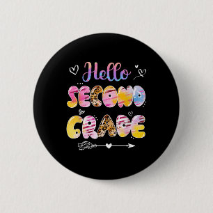 Badge Rond 5 Cm Bonjour 2e année Léopard Tie Dye Retour à l'école
