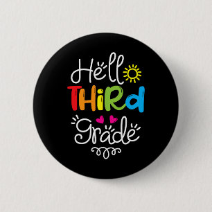 Badge Rond 5 Cm Bonjour 3e année Amusement 3e année Retour à l'éco