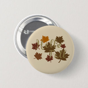 Badge Rond 5 Cm Bonjour Automne aquarelle Feuilles d'automne