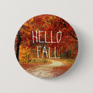 Badge Rond 5 Cm Bonjour bouton de feuille d'automne d'automne joli