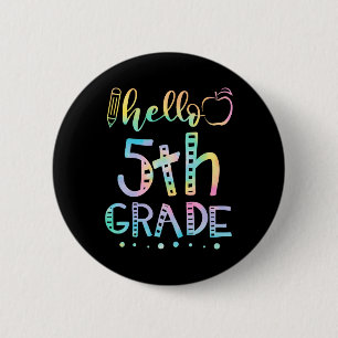Badge Rond 5 Cm Bonjour cinquième année 5e année Byck à l'école en