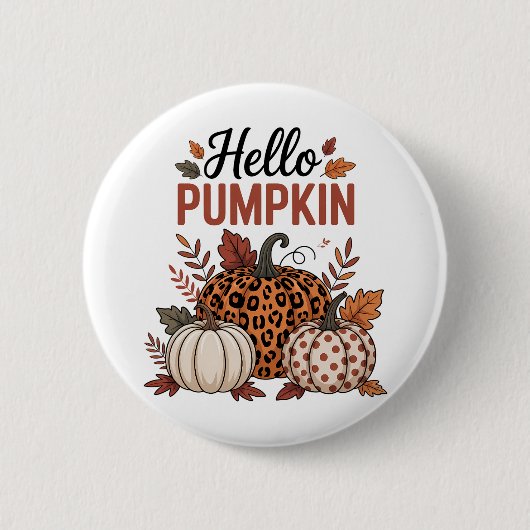 Badge Rond 5 Cm Bonjour Citrouille Automne automne (Devant)