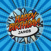 Badge Rond 5 Cm BONJOUR D'ANNIVERSAIRE Fun Modern Comic Book