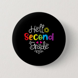 Badge Rond 5 Cm Bonjour Deuxième année Amusement 2e année Cadeau d