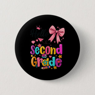Badge Rond 5 Cm Bonjour Deuxième Année Preppy Retour À L'École Gar