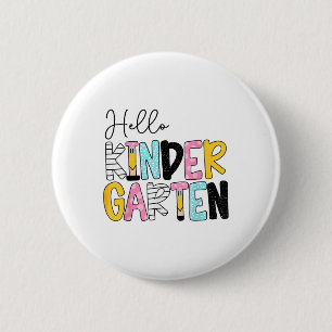 Badge Rond 5 Cm Bonjour Équipe de Maternelle Kinder Retour à l'Éco