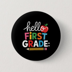 Badge Rond 5 Cm Bonjour équipe de première année Back To School En